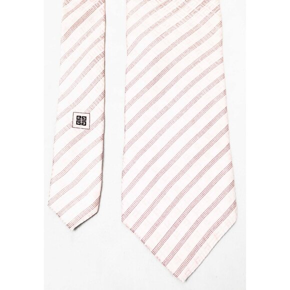 Givenchy Paris Mens Soft Pink Silk Logo and Stripe Neck Tie Made in Italy - Picture 2 of 8
